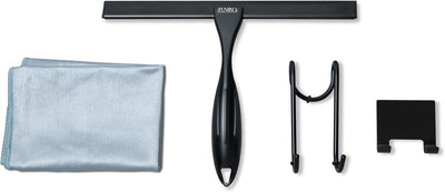 Escobilla ducha acero inox negro silicona ganchos adhesivos