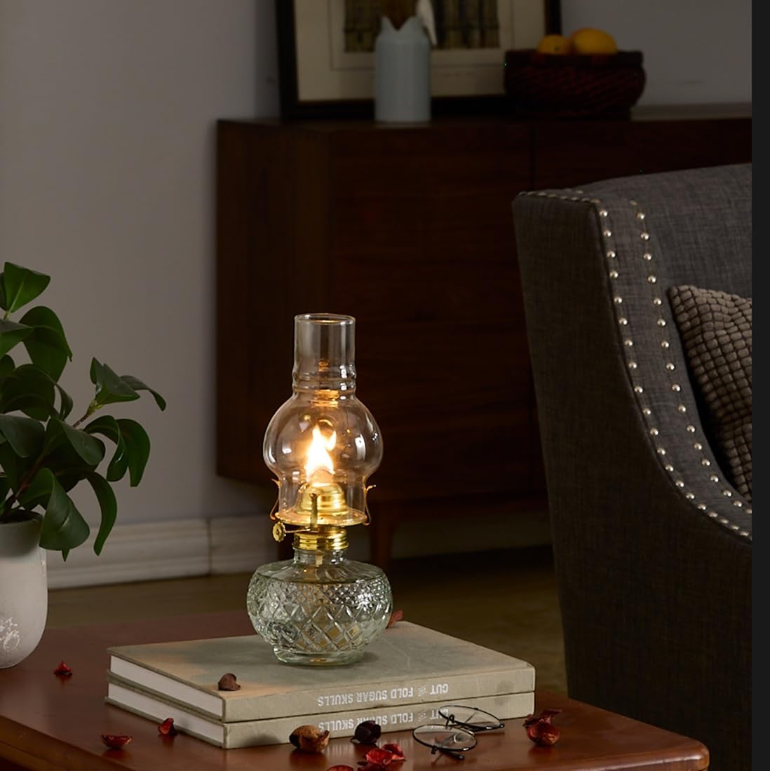 Lámpara aceite chimenea globo vidrio transparente