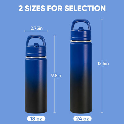Botella de agua aislada de acero inoxidable 18 oz con pajitas sin BPA