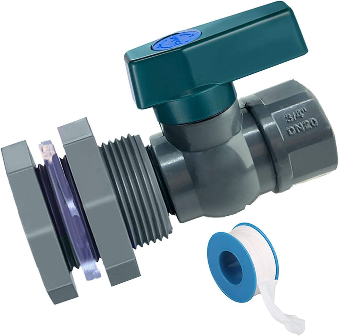 Kit válvula drenaje barril lluvia espita PVC 3/4pulg ajuste mamparo
