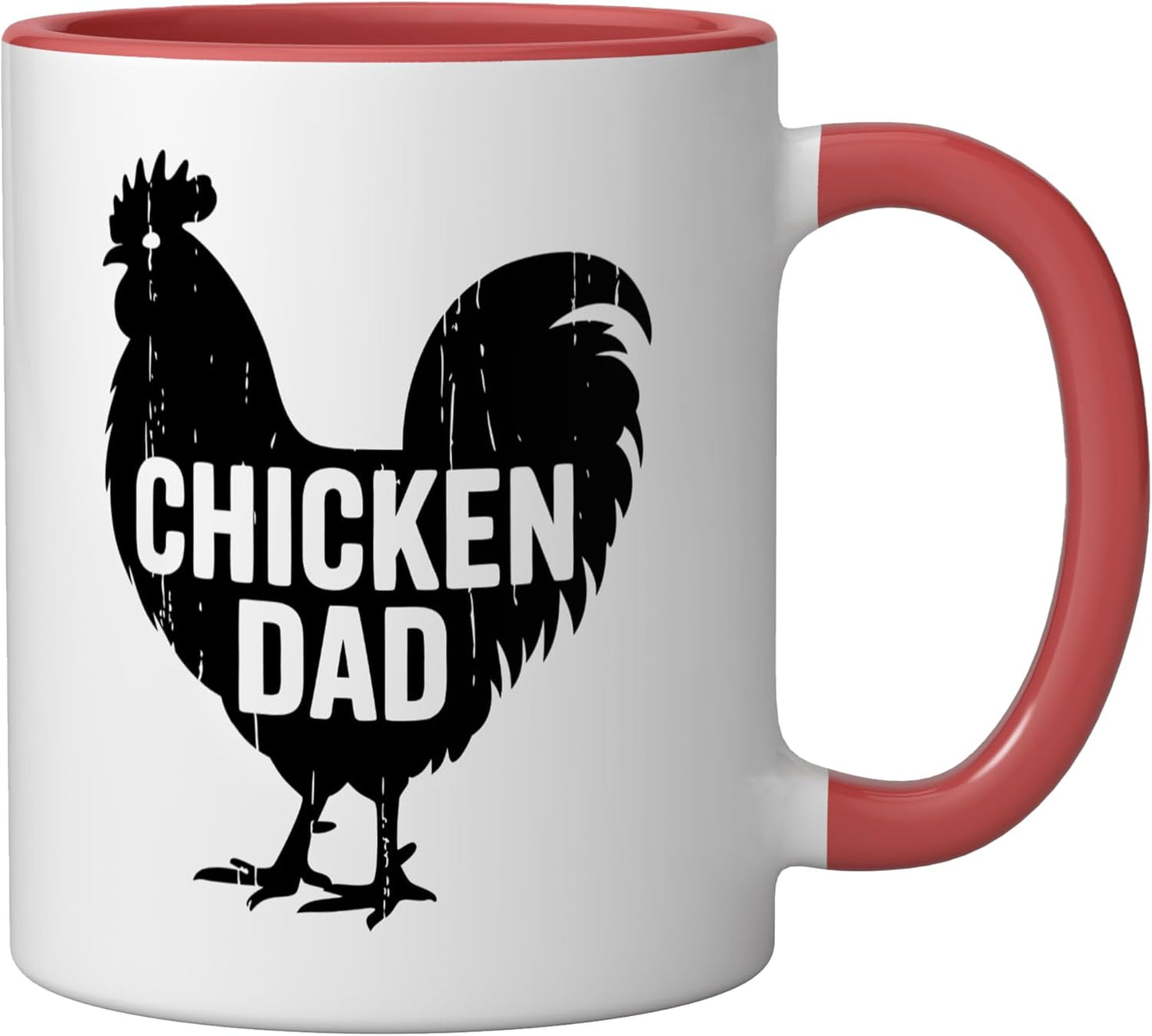 Taza cerámica Chicken Keeper Farmer Hen Dad Rooster roja/blanca