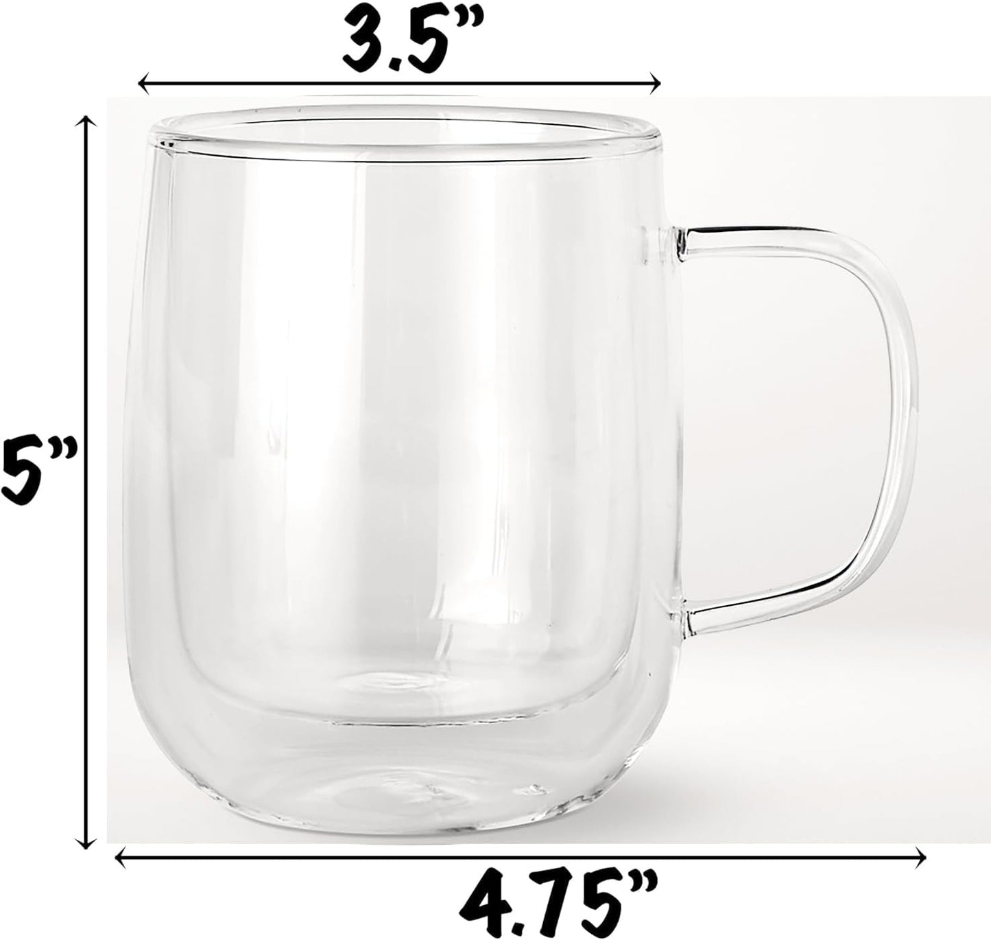 Tazas café vidrio doble pared 14oz set 2