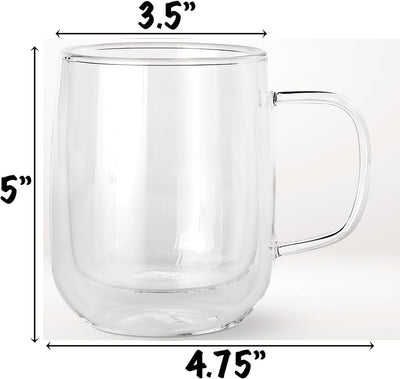 Tazas café vidrio doble pared 14oz set 2