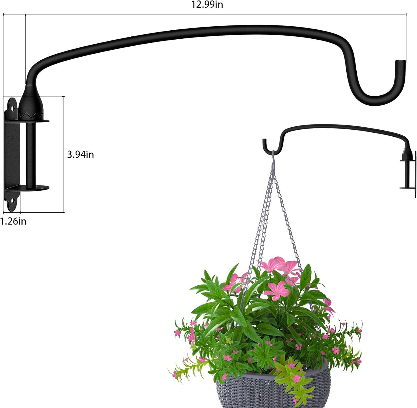2 Soportes colgantes para plantas y faroles metal 12pulg