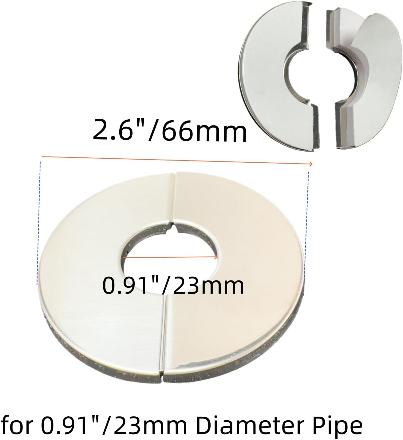 Brida dividida pared 23mm acero inox 3 pzas plata