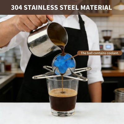 2 bolas de enfriamiento de espresso de acero inoxidable con soporte