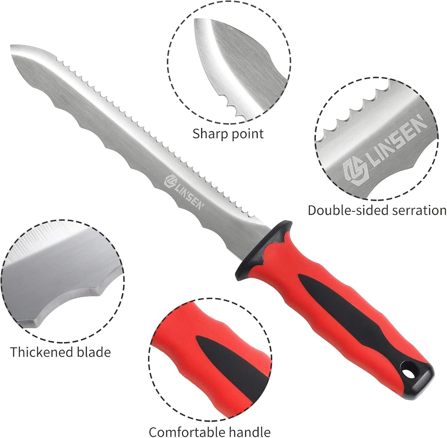 Cuchillo jardín acero inox hoja 7.8 rojo mediano