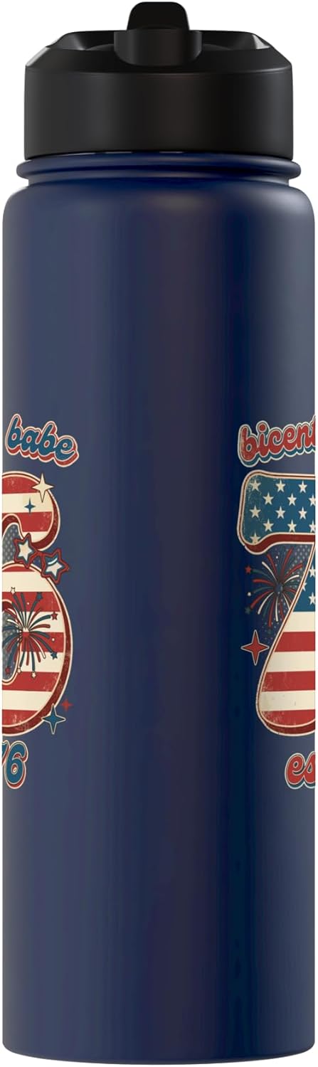 Botella de agua acero inoxidable con bandera vintage 1976