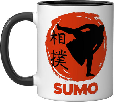 Taza de cerámica Sumo Wrestler con kanjis negros y blancos