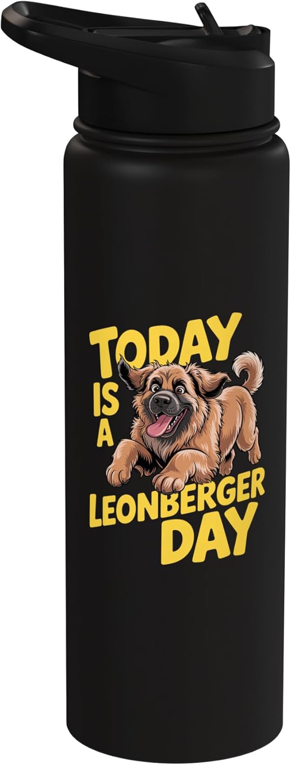 Botella agua acero inox aislada perro Leonberger