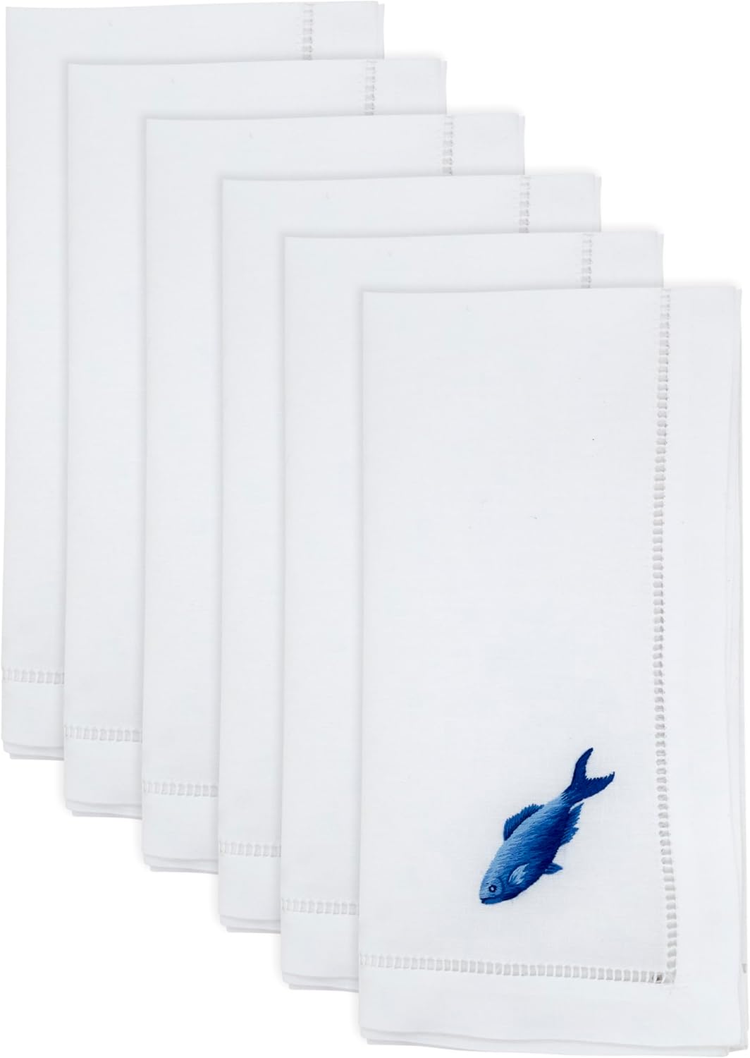 Set 6 Servilletas Algodón Bordadas Motivo Costa 20x20pulg