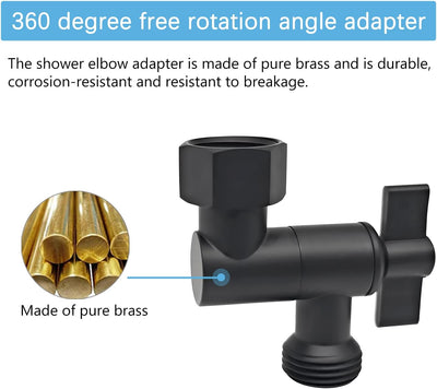 Adaptador ducha latón macizo ajustable negro mate