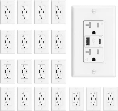 Cargador USB pared con puertos A y C 20A resistente placa incluida