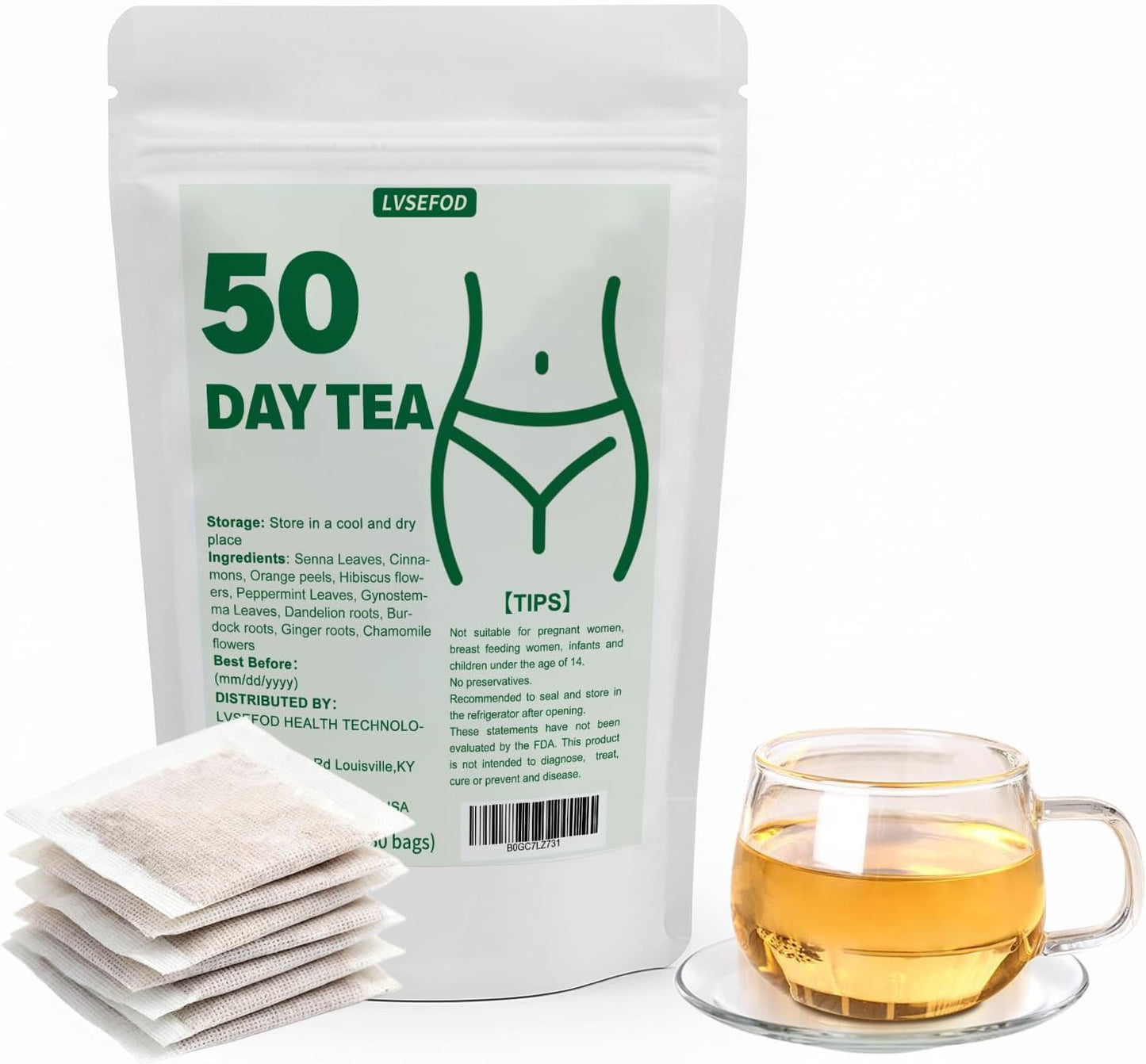 Té limpiador premium 3.5oz 50 bolsitas fórmula herbaria