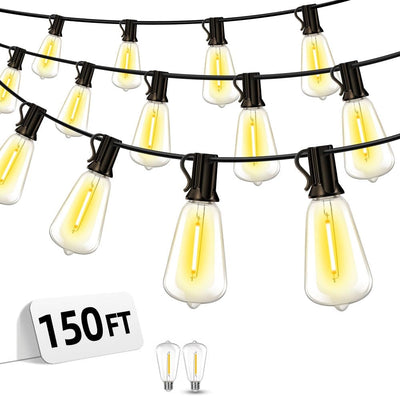 Guirnalda luces patio 150ft LED ST38 3 modos impermeables