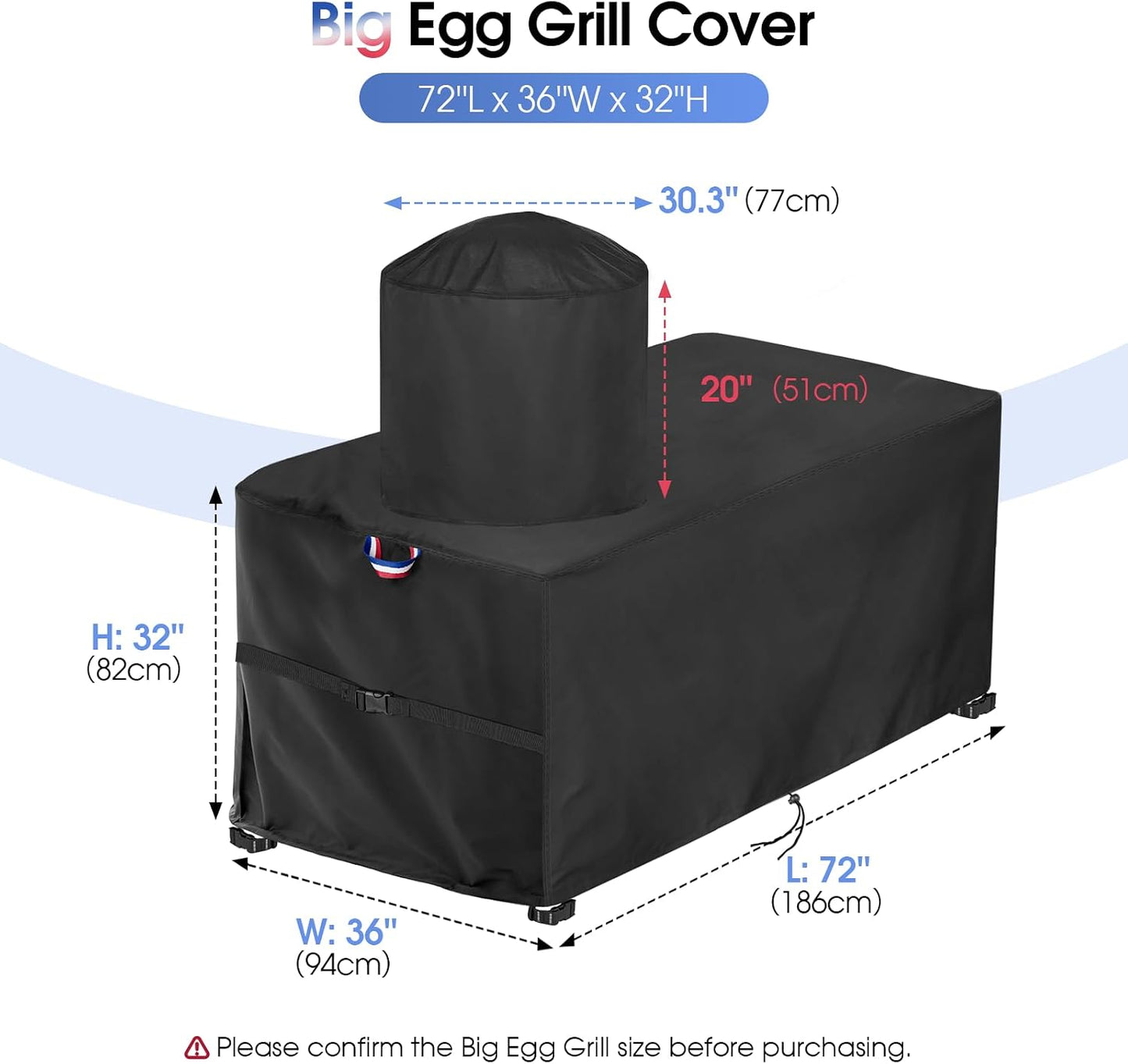 Funda parrilla 72x36x32 pulg impermeable exterior