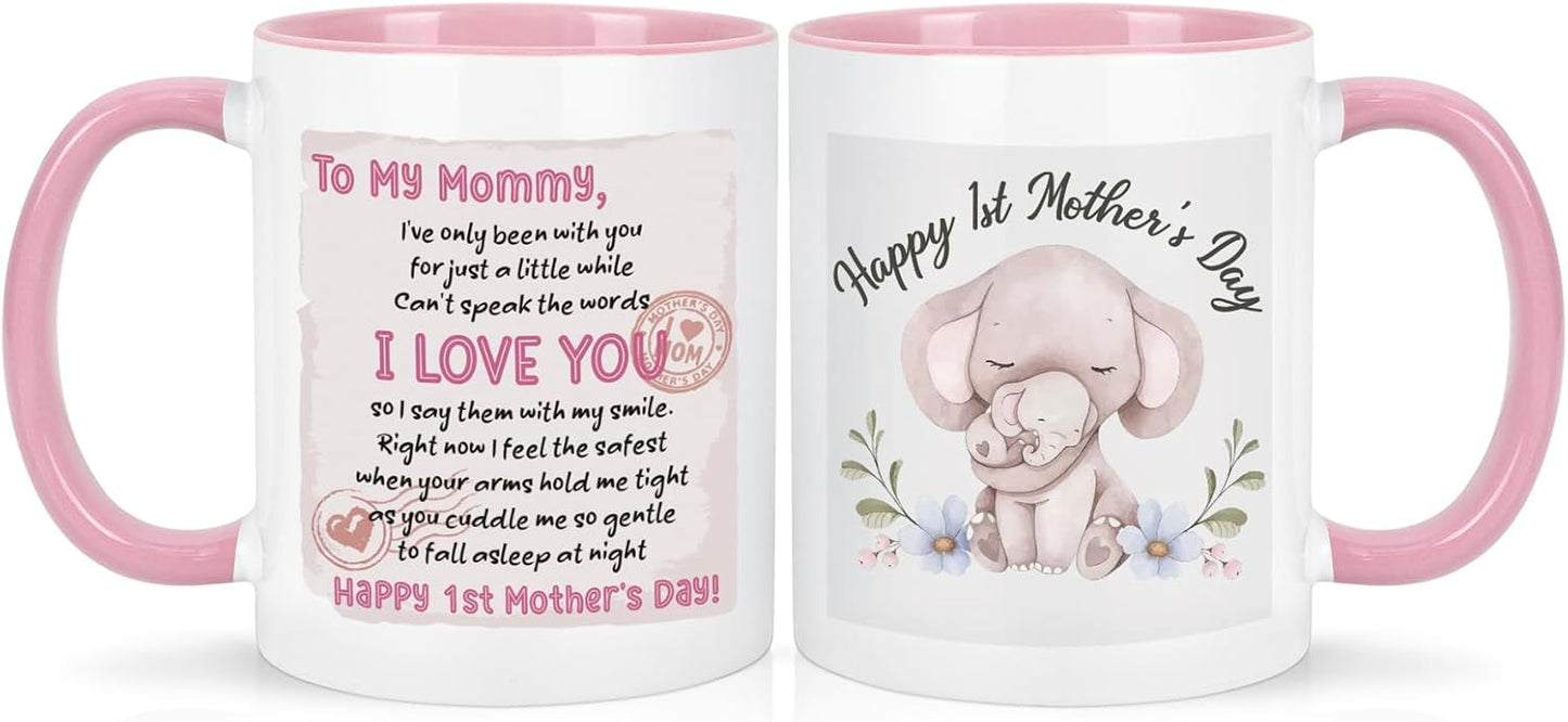 Taza para primera madre con elefante 11 oz