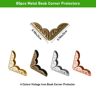 Protectores esquina libro metal 4 colores vintage