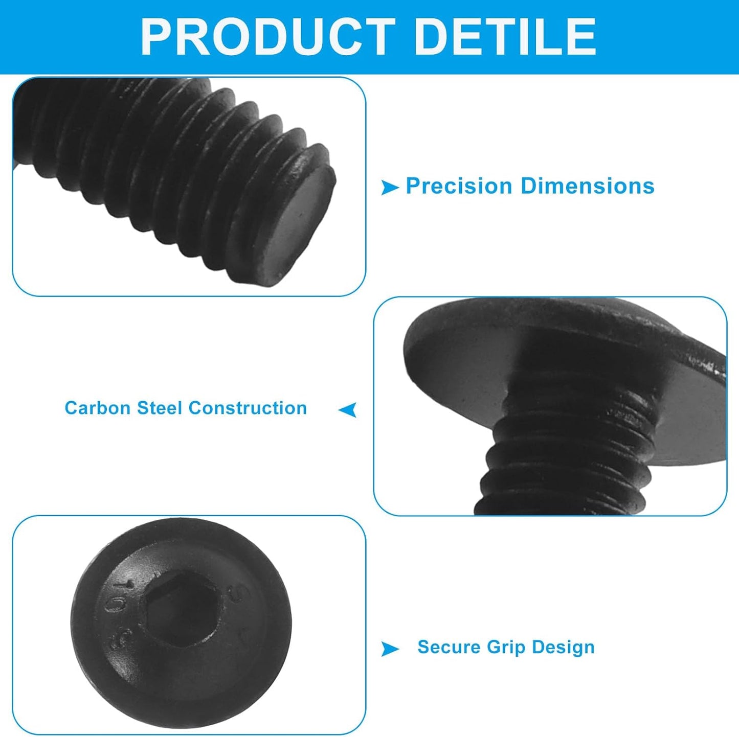 Pack 25 cabezas botón brida M6 acero negro para mueblería