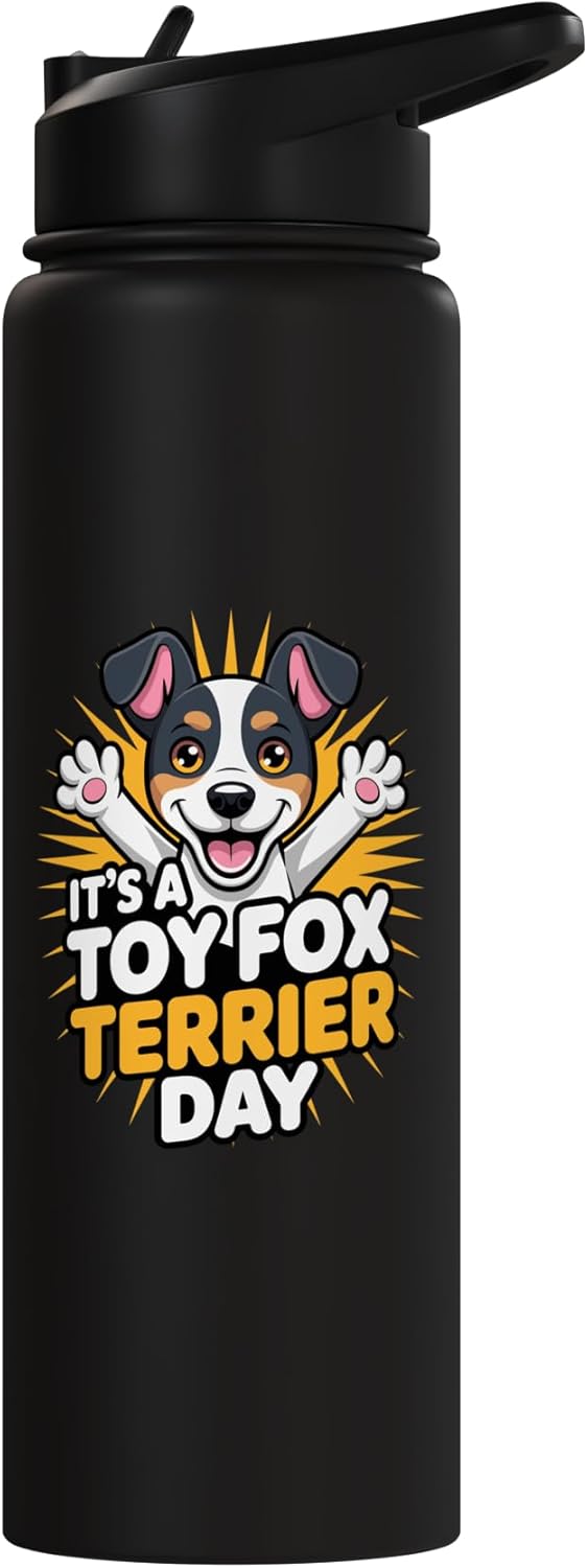 Botella de agua acero inoxidable aislada perro Toy Fox Terrier
