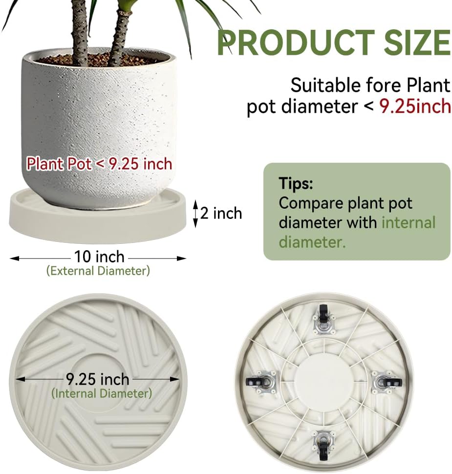 Organizador plantas ruedas 10pulg soporte resistente