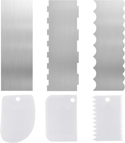 Set 6 Raspadores Tartas Acero Inox y Plástico Doble Cara