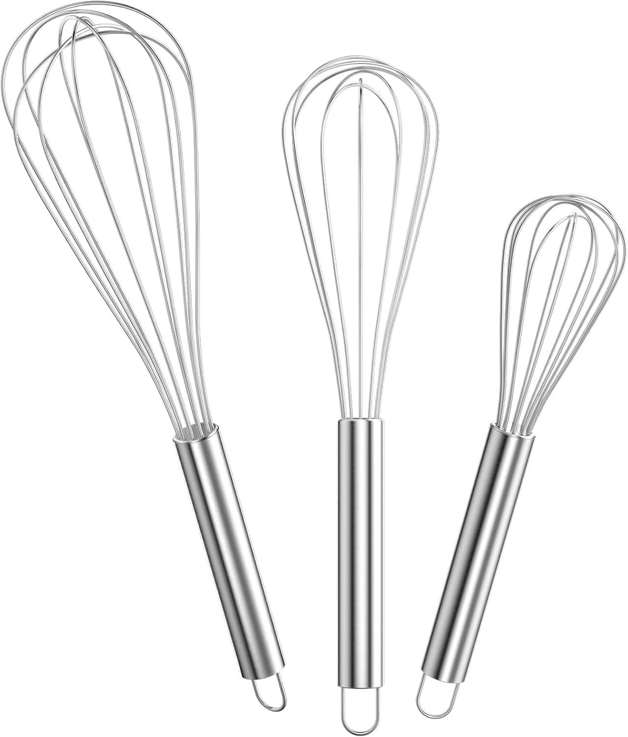 Juego de 3 batidores de metal 8, 10 y 12 pulgadas para huevo, globo y cocinar