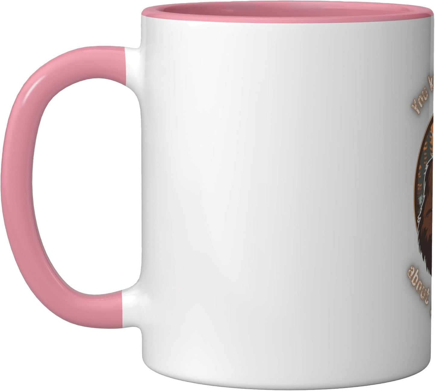 Taza de cerámica Bigfoot rosa/blanca