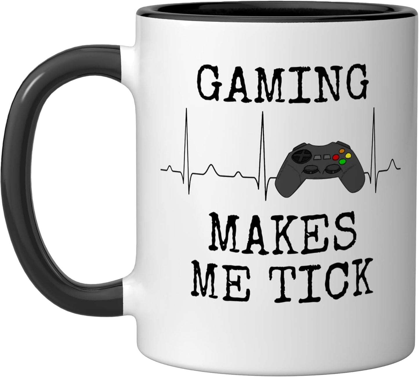 Taza cerámica para gamers con diseño divertido negro/blanco