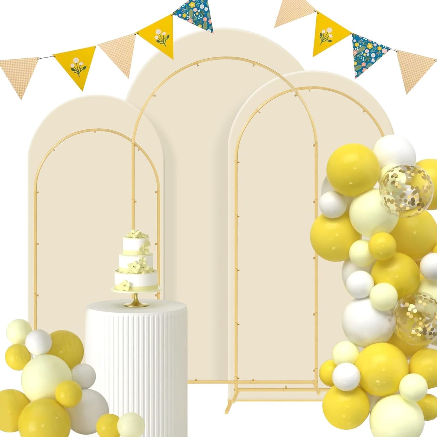 3 Pzas Soporte Arco Boda Metal con Cubierta Globos