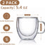 Juego de 2 tazas de café de doble pared demitasse de vidrio transparente