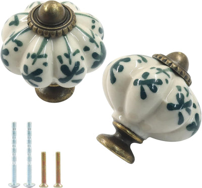 Pomos calabaza cerámica vintage cajones patrón flores