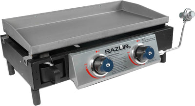 Parrilla gas propano 25pulg 2 quemadores 318pulg2 color negro acero