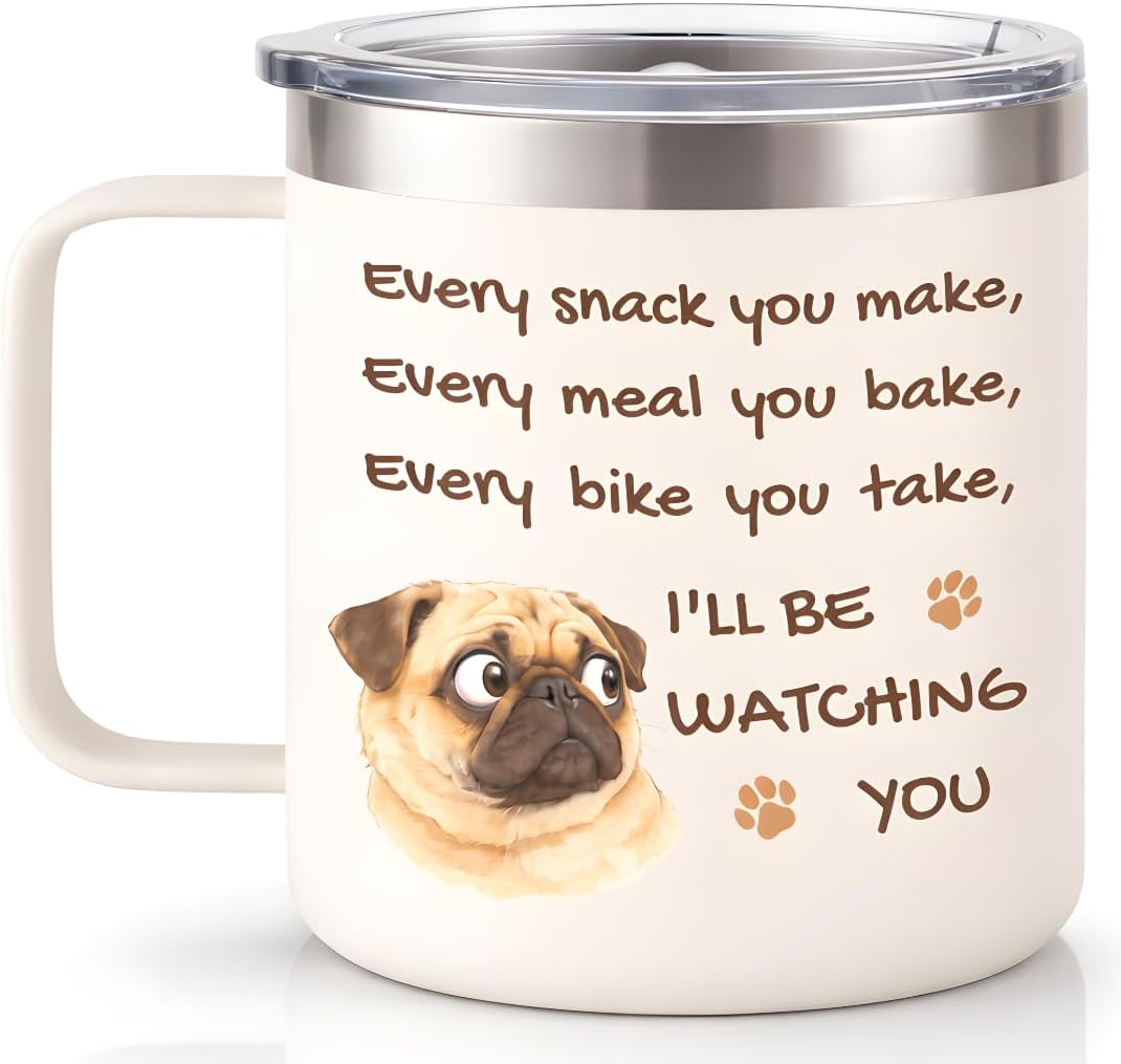 Vaso de acero inoxidable regalo para amantes de los pug
