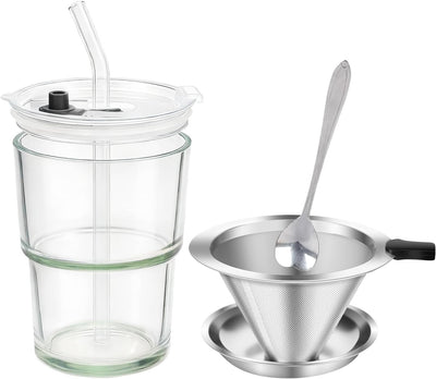 Cafetera de inmersión para uso individual con filtro de acero inoxidable reutilizable