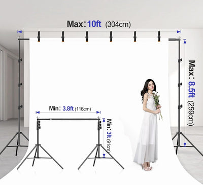 Soporte fondo estudio foto video 10x8.5ft 6 abrazaderas