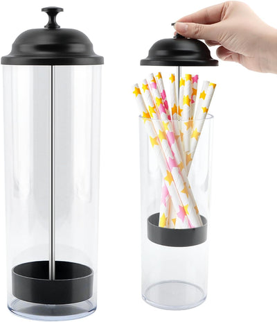 Soporte para popotes dispensador transparente con tapa para cocina bar fiesta