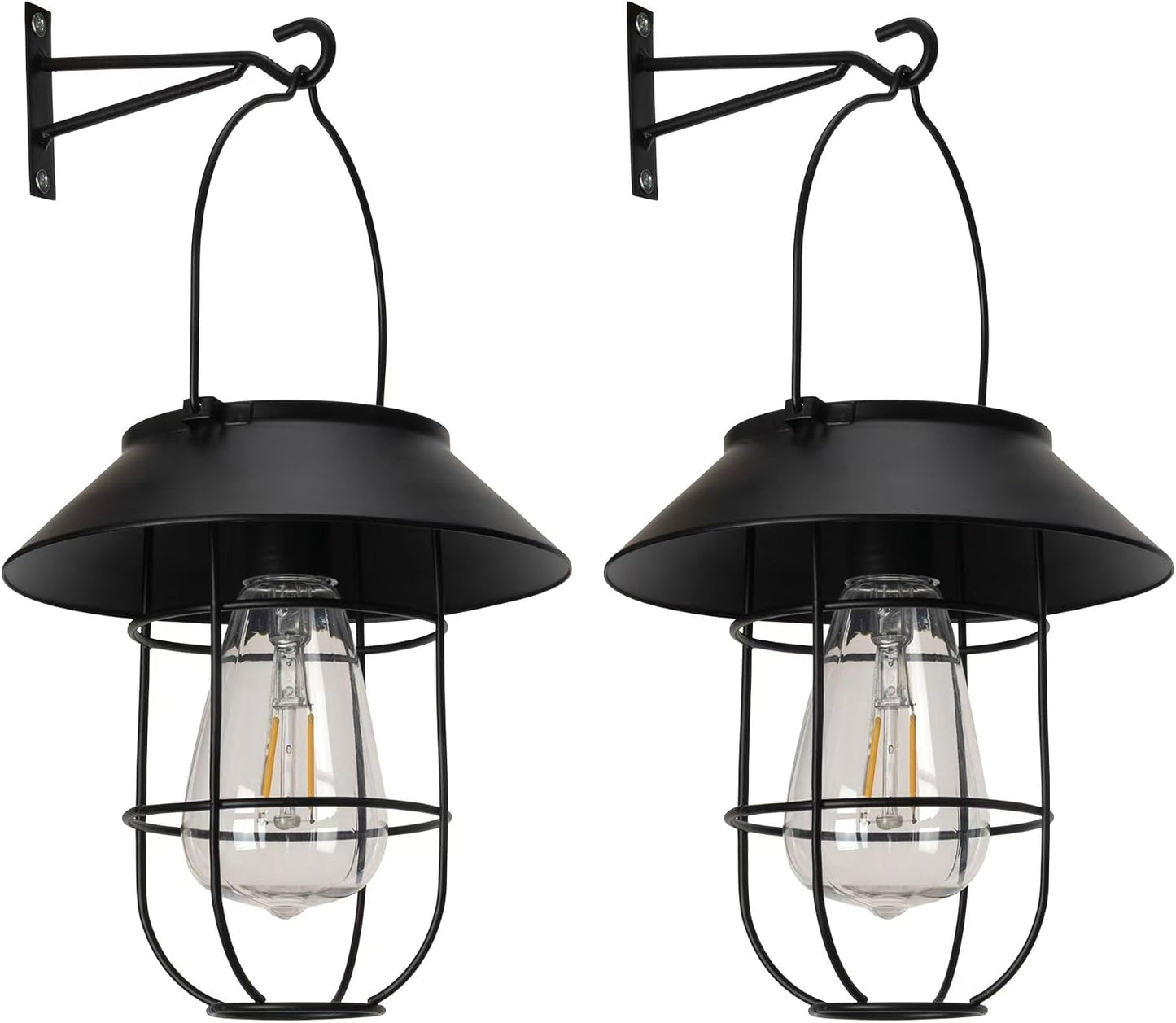 Set 2 Faroles Solar Exteriores Negro