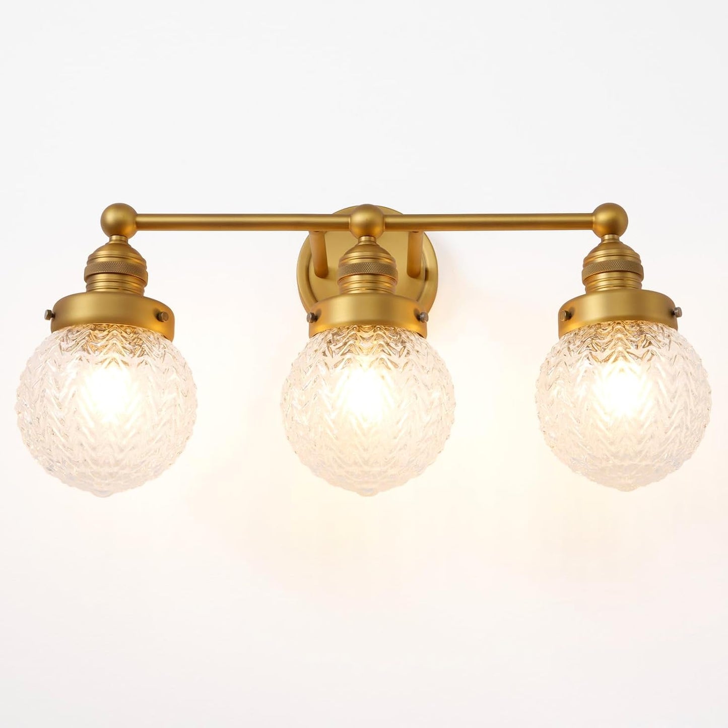 Lámpara tocador 3 luces vintage con vidrio texturizado E26