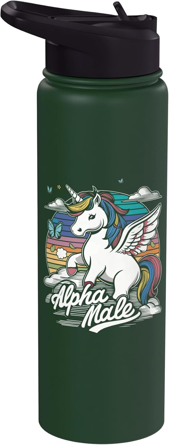 Botella agua acero inox aislada unicornio retro
