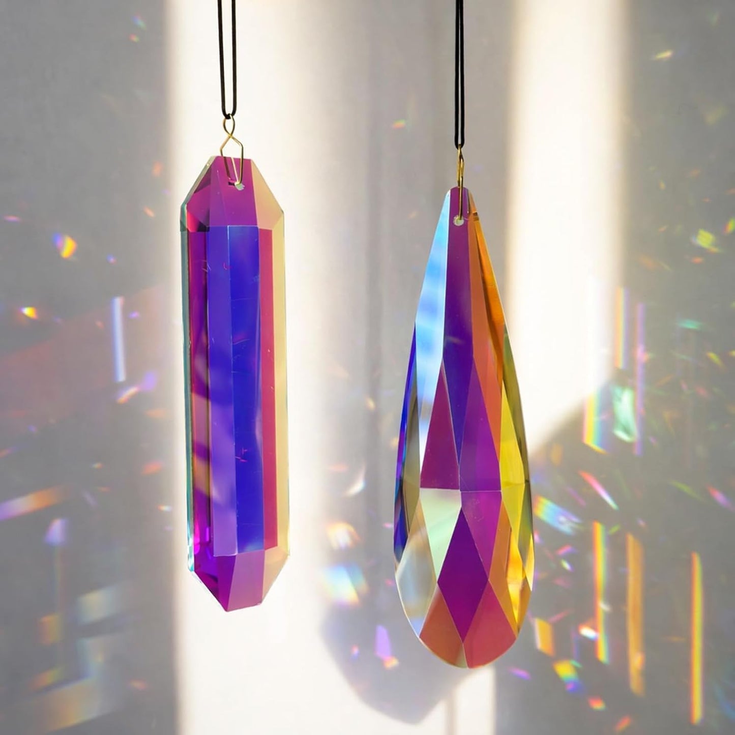 2 Atrapasoles Cristal 4.7pulg Prisma Arco Iris Decoración