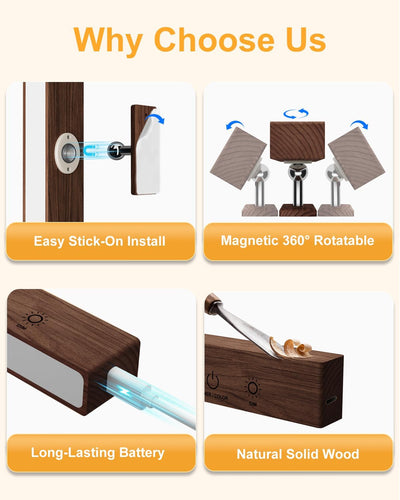 Aplique pared madera recargable 5200mAh con luces RGB