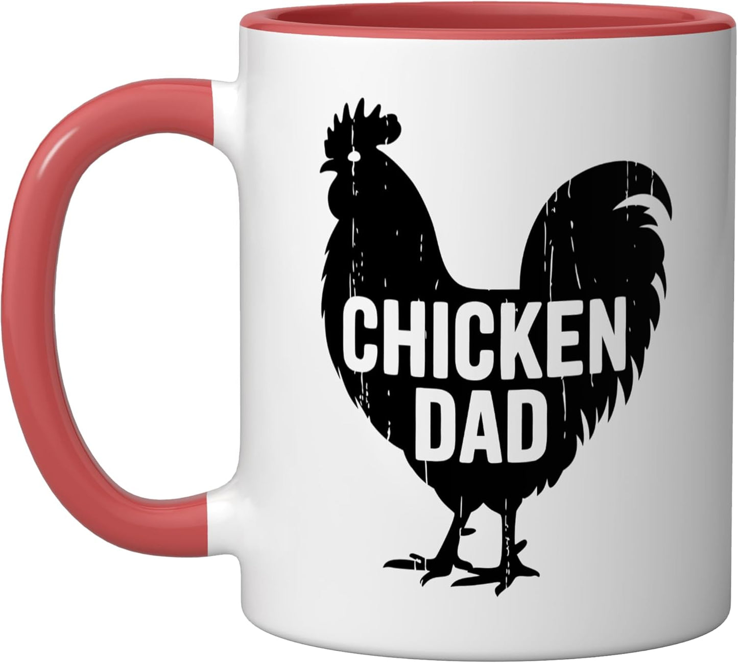 Taza cerámica Chicken Keeper Farmer Hen Dad Rooster roja/blanca