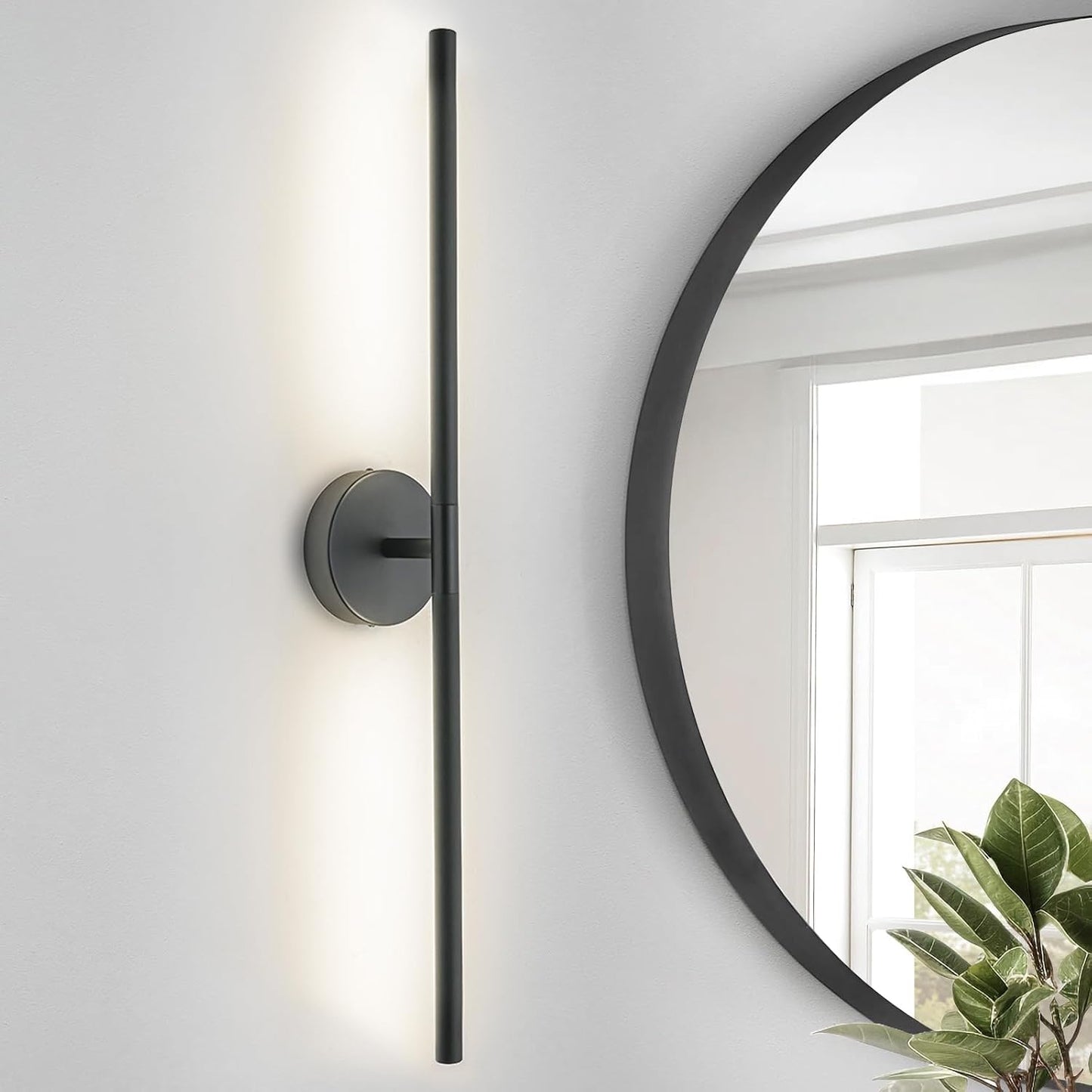 Lámpara baño negra mate sobre espejo 36pulg LED 26W regulable