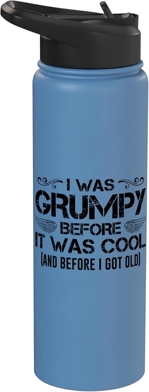 Botella agua acero inox aislada Grumpy Old Man