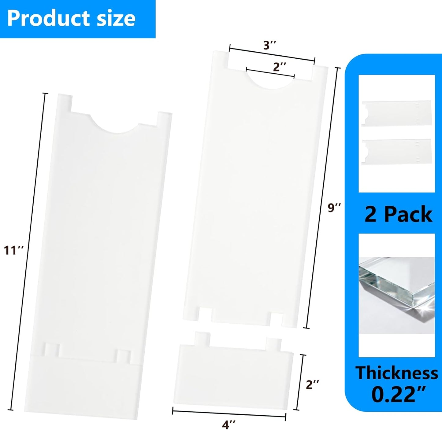 Separadores pared transparente sofá cama ajustables 9-11pulg set 2