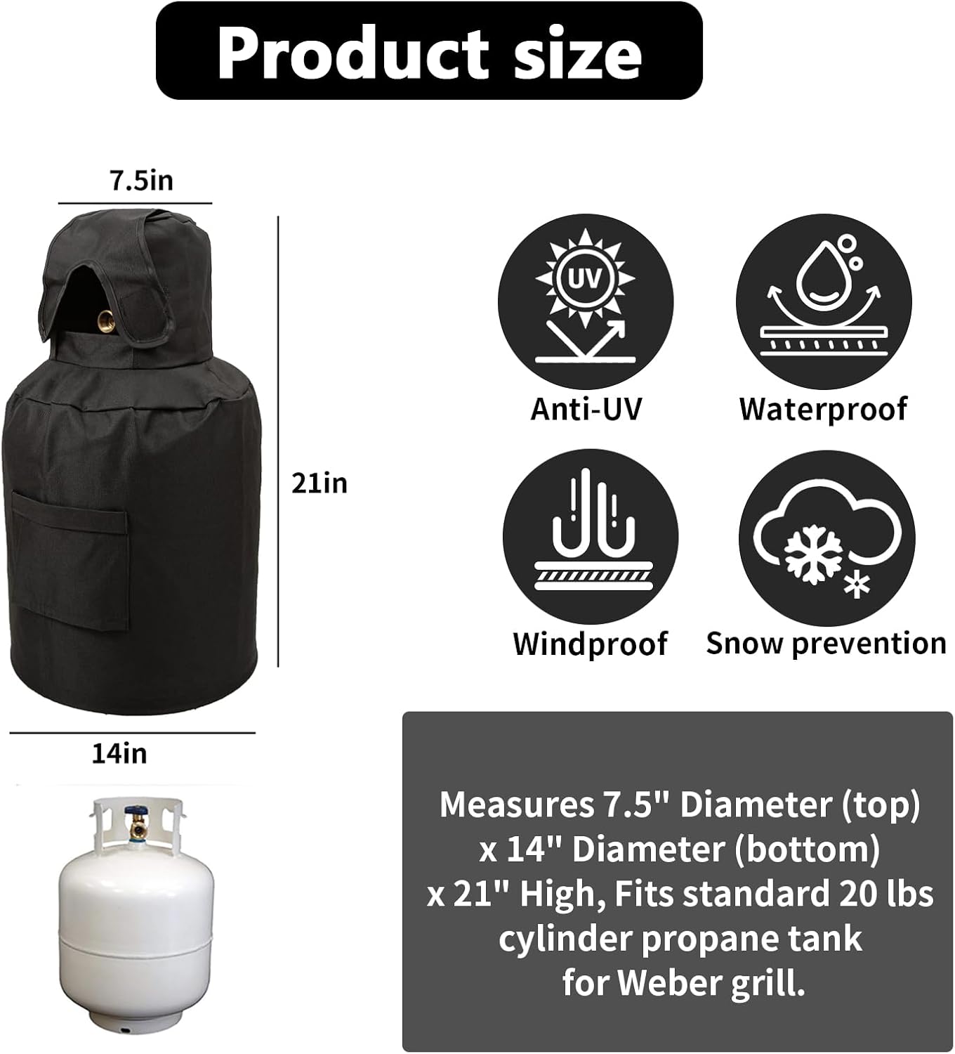 Cubierta tanque propano 20lb resistente agua 600D Oxford