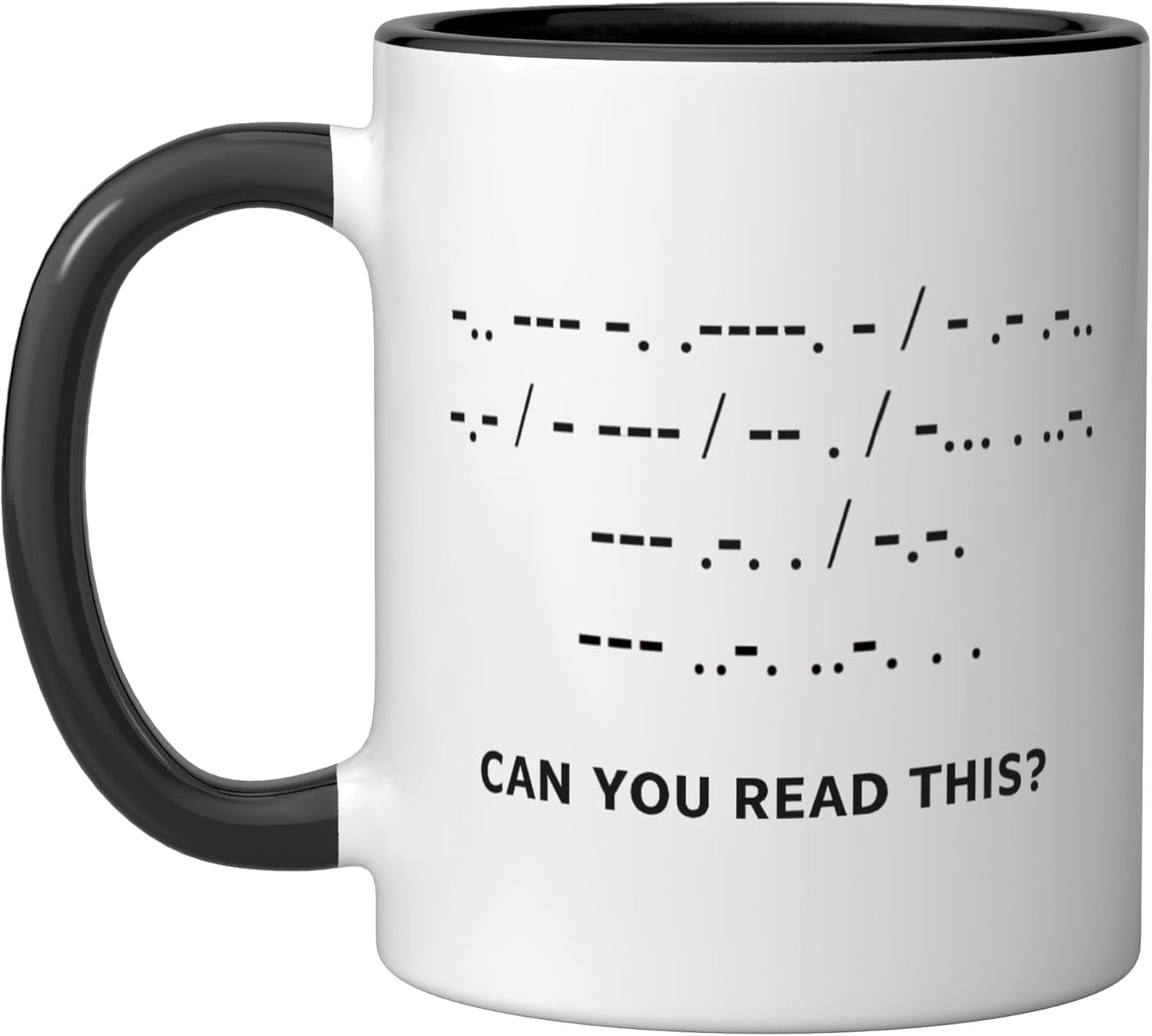 Taza cerámica con mensaje oculto humorístico para hombres y mujeres negro/blanco