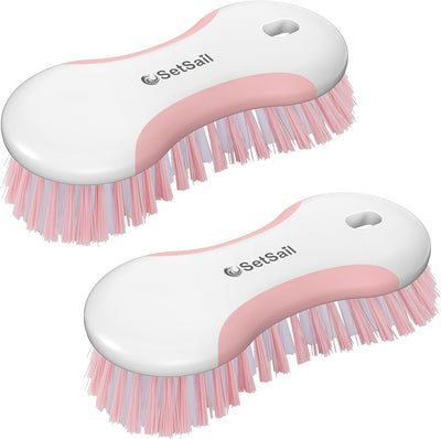 2 Pzas Cepillo Multiusos Rígido Antiderrap Baño Cocina Rosa