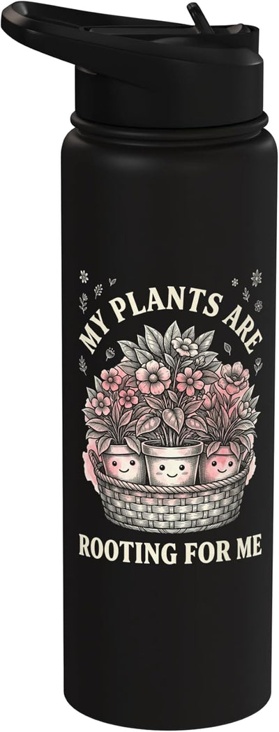 Botella de agua acero inoxidable aislada para amantes de las plantas
